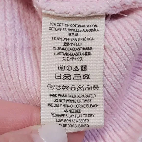 Free People Too Good Sweater Mock Neck Baby Pink Ribbed Cotton Size Medium - Picture 5 of 8